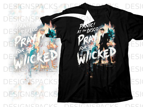 Black t-shirt with Panic! At The Disco 