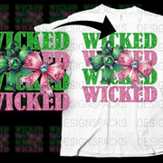 Wicked Glitter Bow Christmas T-Shirt, Festive Holiday Tee, Sparkly Pink Bow, Graphic Women's Shirt, Unique Christmas Gift Idea