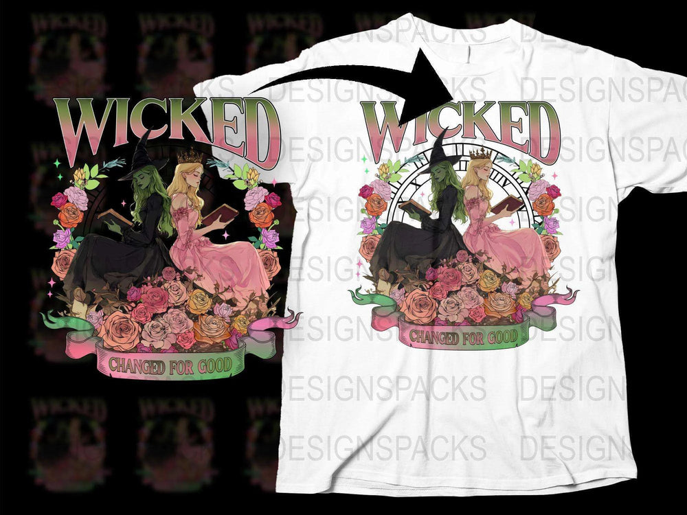 Wicked Musical Inspired T-Shirt, Floral Witch Design, Broadway Fan Gift, Theater Lover Apparel