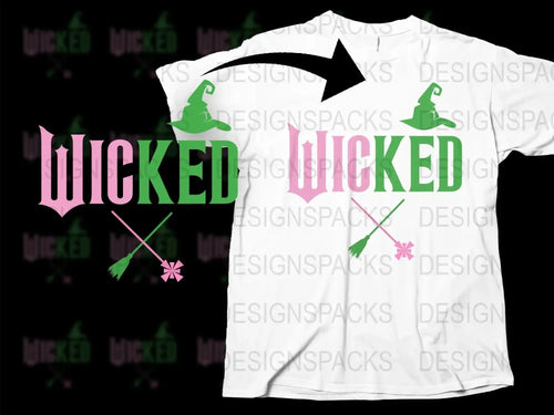 Wicked Witch Graphic T-Shirt, Halloween Costume Tee, Witch Hat and Broom Design, Unisex White Shirt