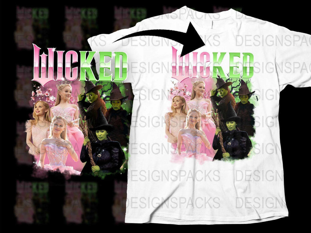 Wicked Musical Inspired T-Shirt, Broadway Show Fan Apparel, Pink and Green Witch Design Tee