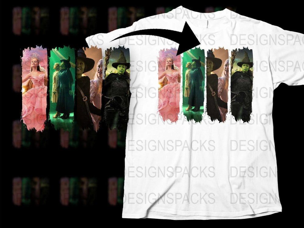Colorful Witch T-Shirt, Fantasy Witchcraft Graphic Tee, Unique Halloween Costume Apparel, Women's Fashion Top