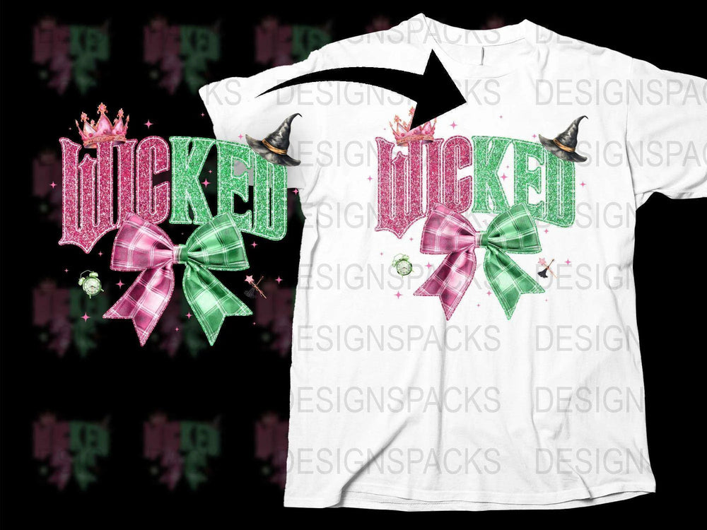 Wicked Musical Inspired T-Shirt, Broadway Fan Gift, Pink Bow, Sparkle Design, Theater Merchandise