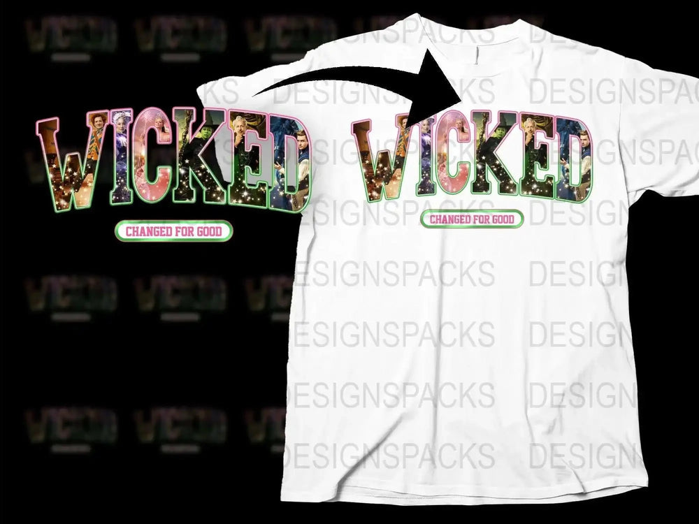 Wicked Changed For Good Inspired T-Shirt, Colorful Lettering, Broadway Musical Fan Tee, Unique Graphic Design Shirt, Unisex