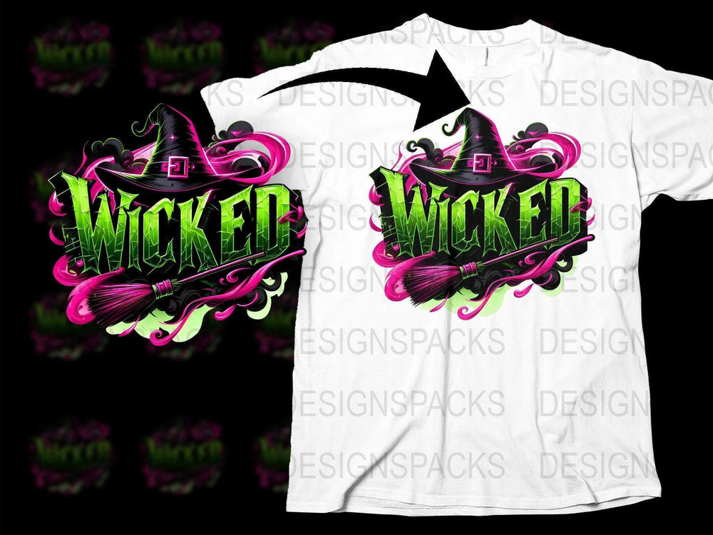 Wicked Witch Halloween T-Shirt, Neon Witch Hat Graphic Tee, Unisex Green and Pink Spooky Shirt