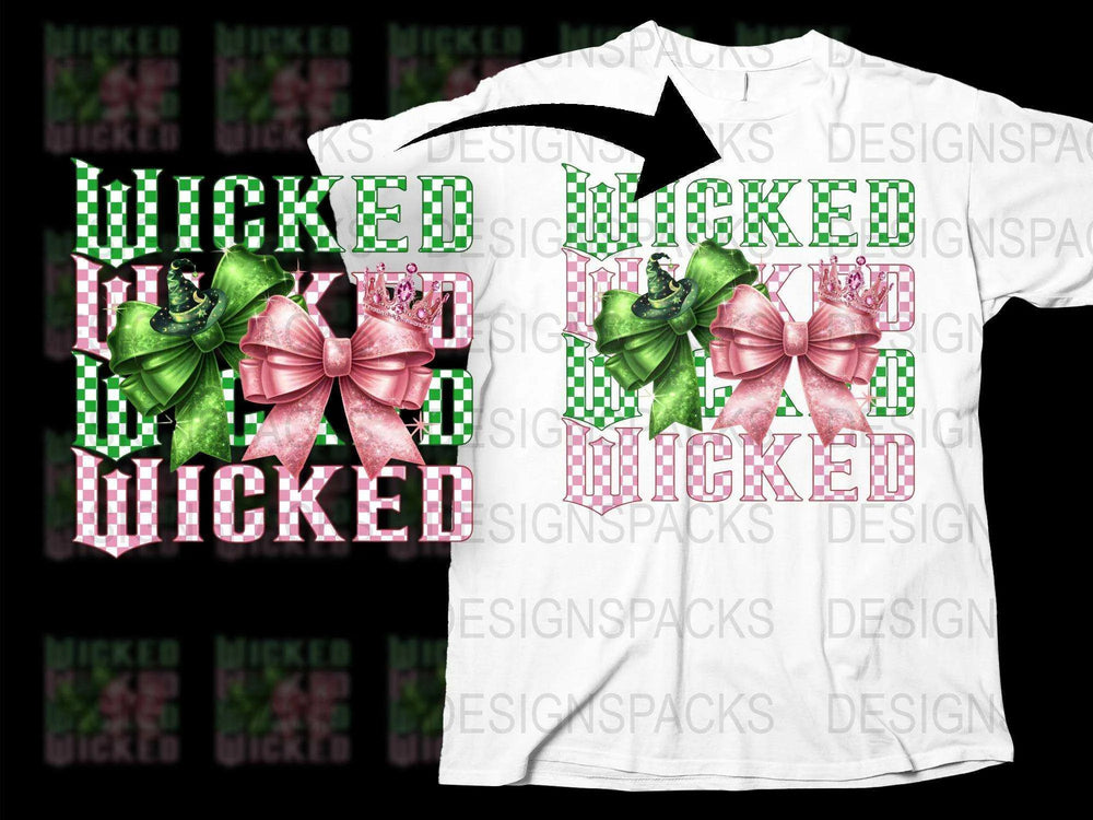 Wicked Fear Graphic Tee, Bold Pink and Green Checkered Design, Vibrant Casual T-Shirt