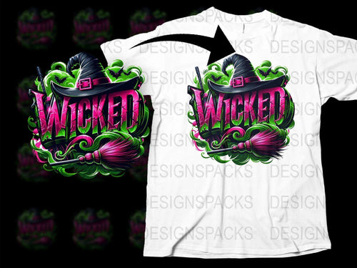 Wicked Witch Hat Graphic T-Shirt, Vibrant Green and Pink Design, Halloween Costume Tee, Unisex Fashion