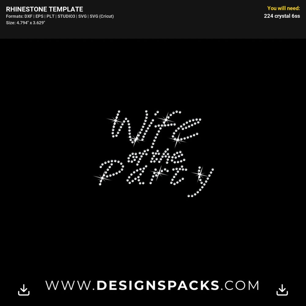 Wife Of The Party Bachelorette Rhinestone Digital Template