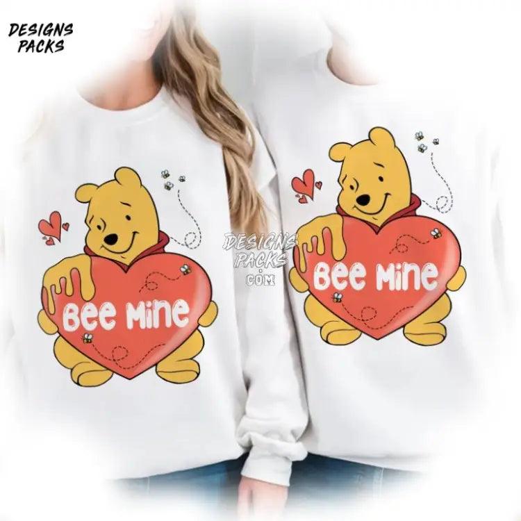 Winnie The Pooh Couple Matching Trip Cartoon Cute Bee Mine Love Heart Png Design