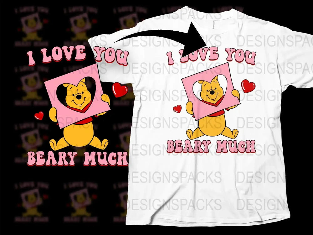Winnie the Pooh Valentine I Love You Beary Much Png Digital Download
