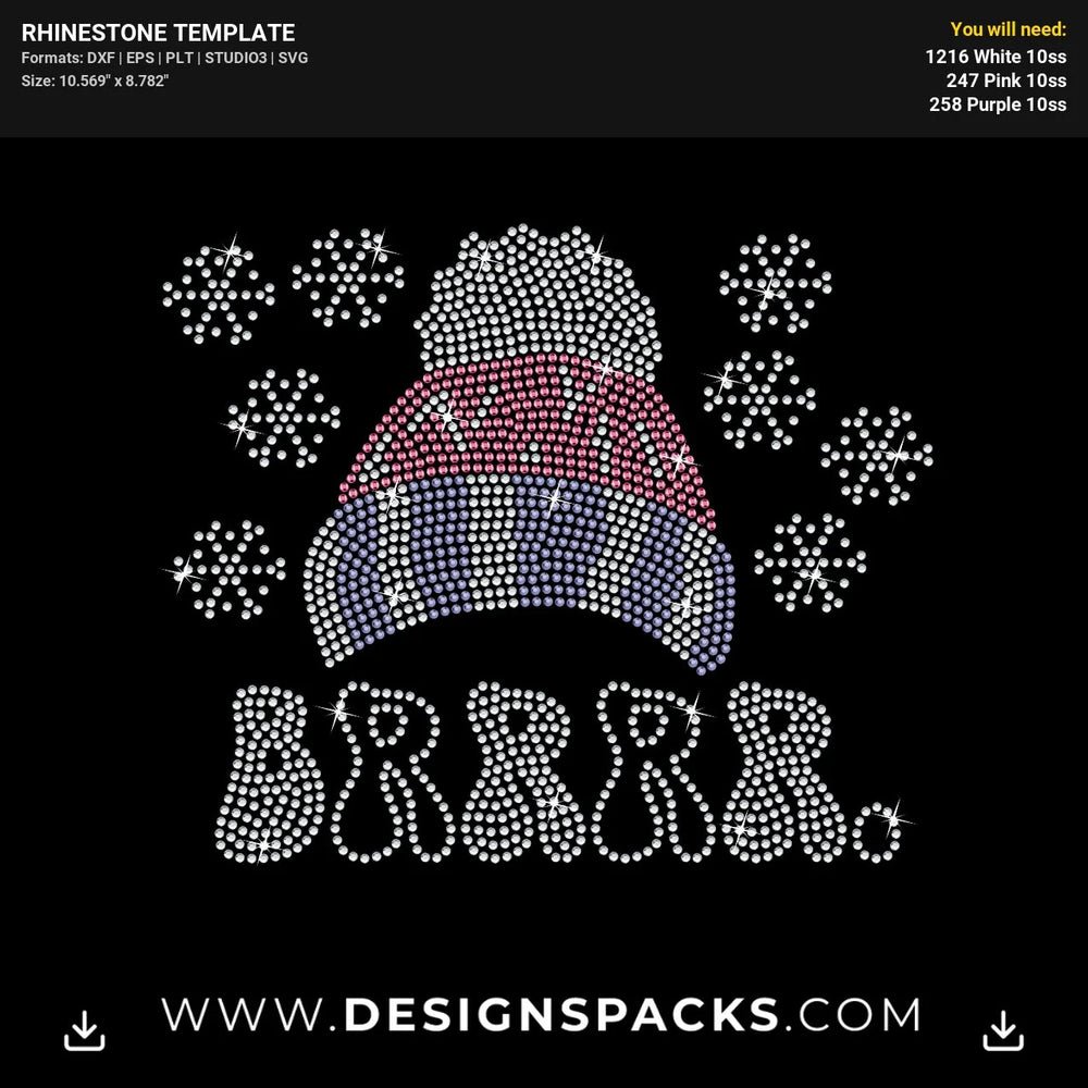 Winter Hat Brrrr Rhinestone Digital Template