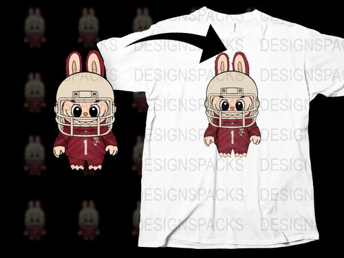 Cute Football Rabbit Graphic T-Shirt, Kids Sports Cartoon Tee, Unisex White Casual Shirt