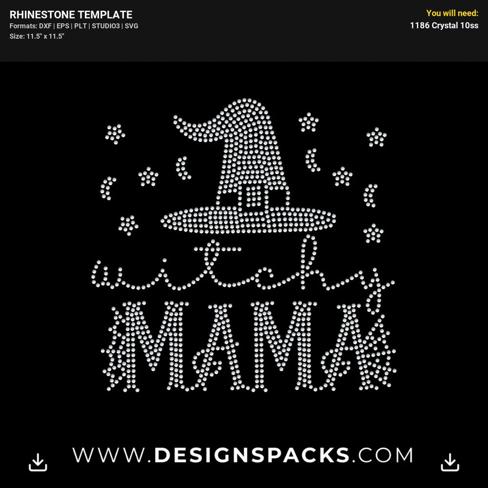 Witchy Mama Halloween Shirt Graphic Rhinestone Digital Template