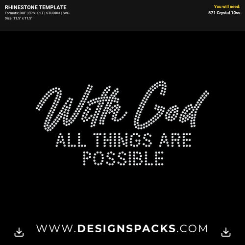With God All Things Are Possible Rhinestone Digital Template
