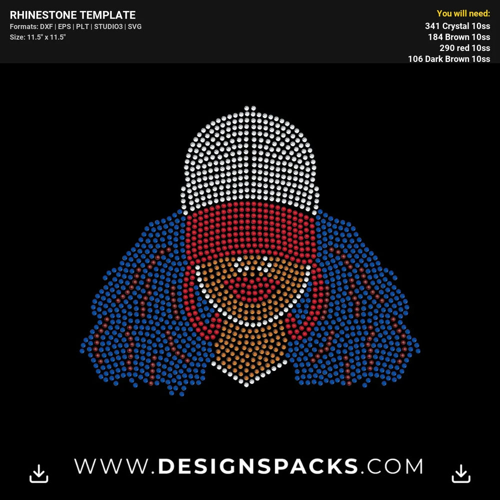 Woman Baseball Hat Rhinestone Digital Template