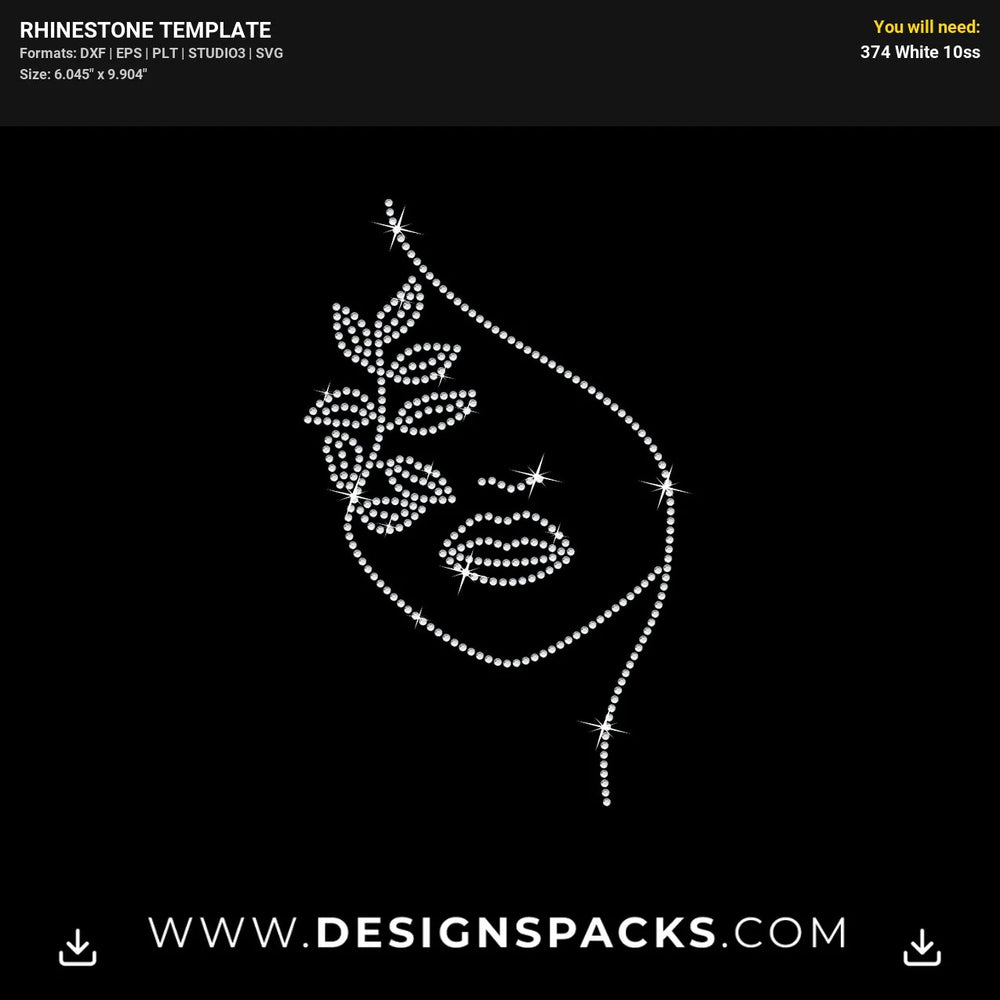 Woman Face Bundle Rhinestone Digital Template