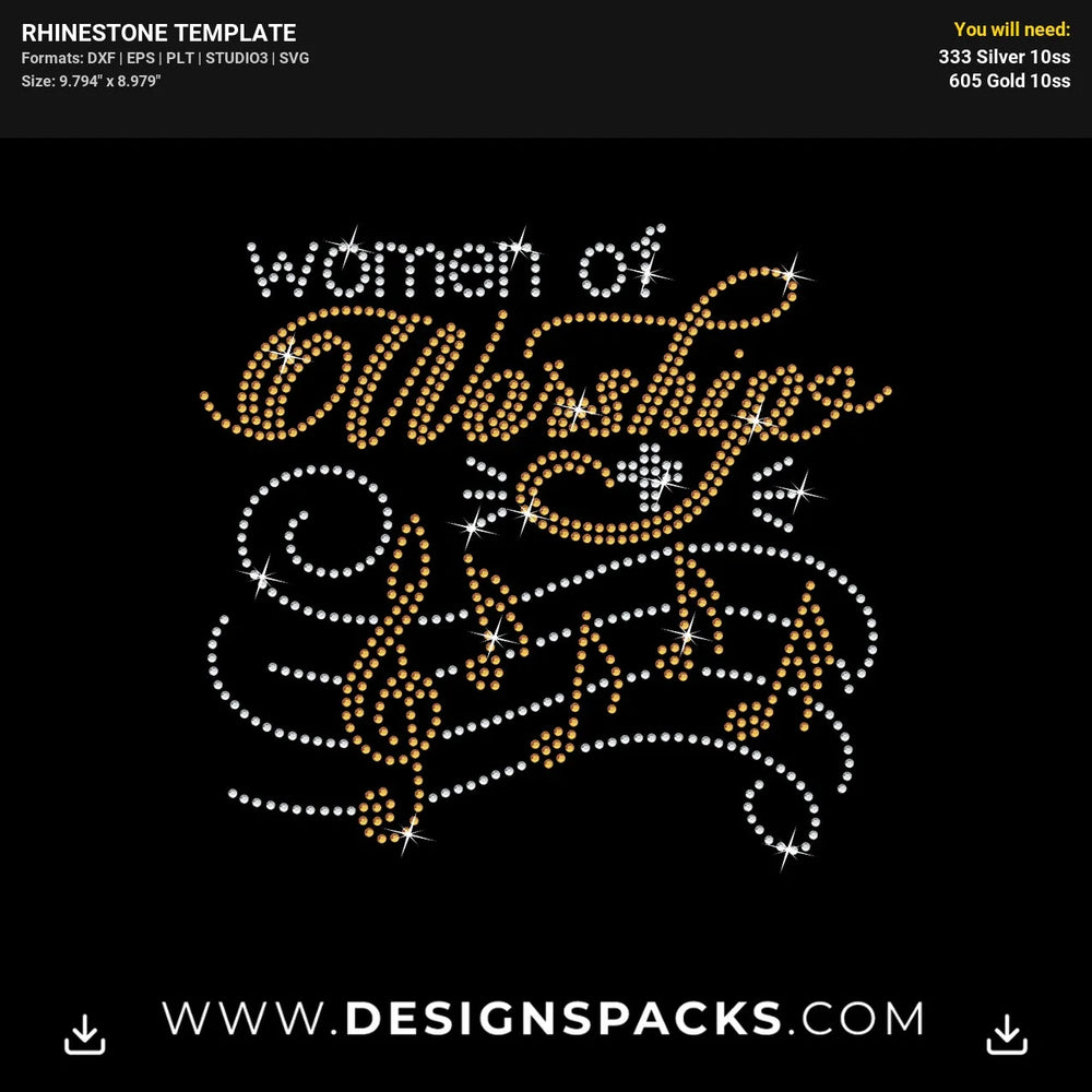Women Worship Christian Faith Praise Rhinestone Digital Template