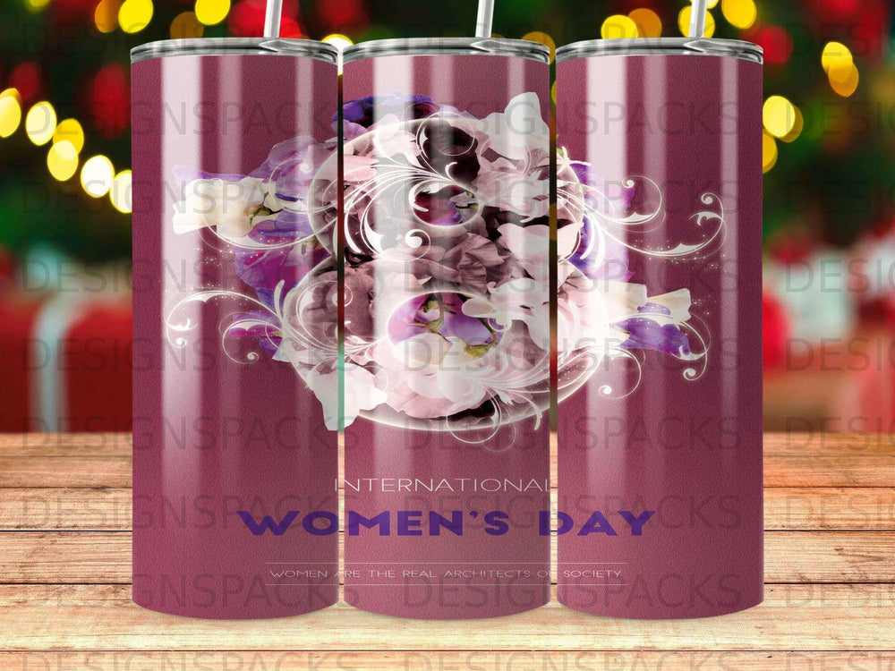 Womens Day Floral Number 8 Tumbler Digital Wrap Design