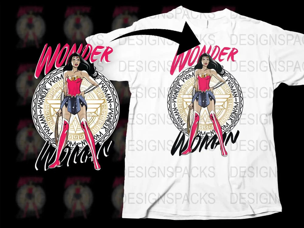 Wonder Woman Powerful Warrior Graphic Png Digital Download