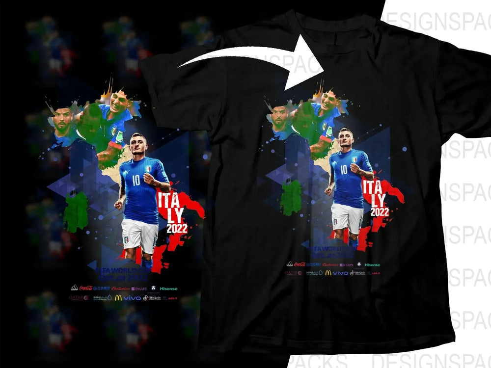 World Cup Qatar 2022 Italy Graphic Soccer Png Digital Download