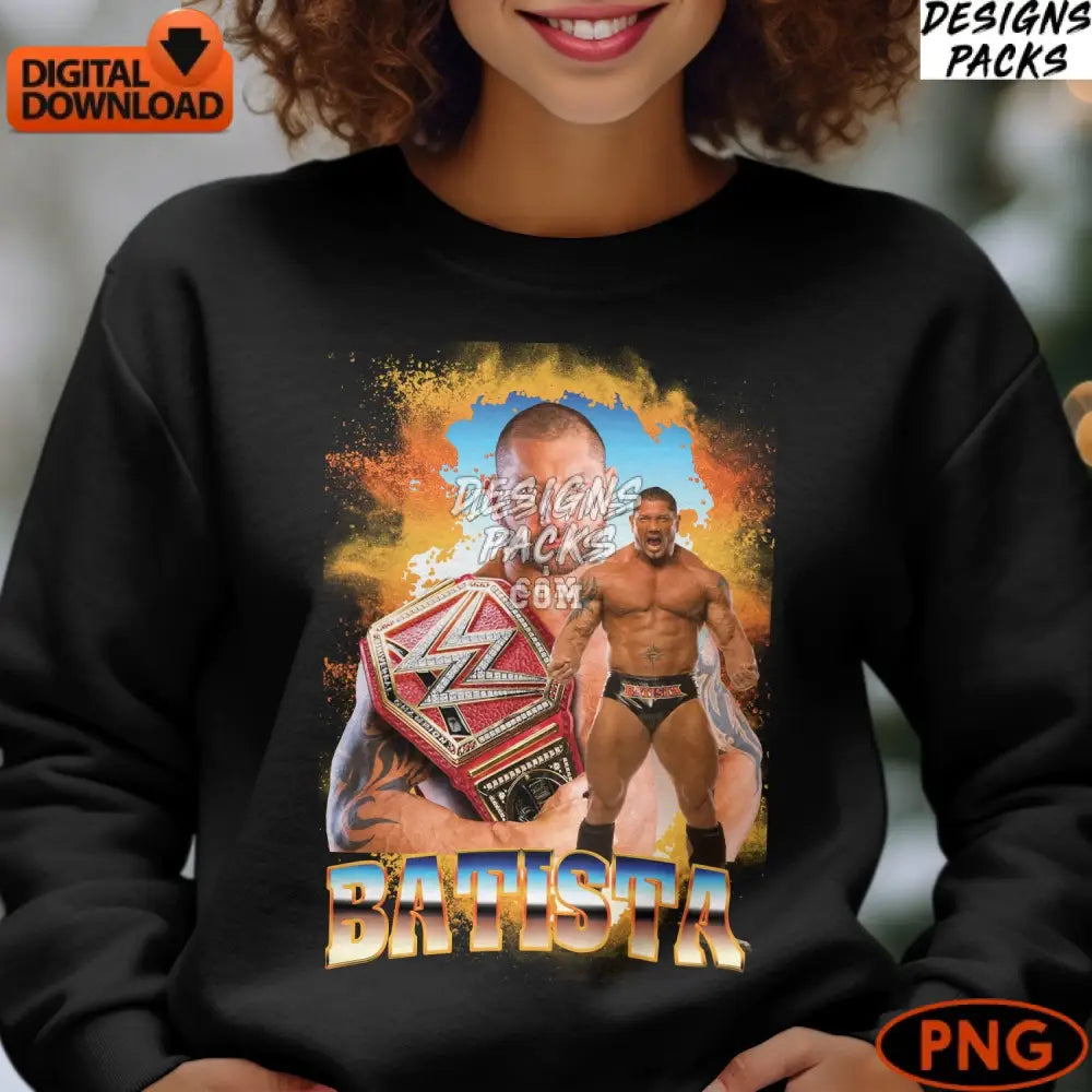 Wrestling Star Batista Champion Digital Wrestler Instant Download Png