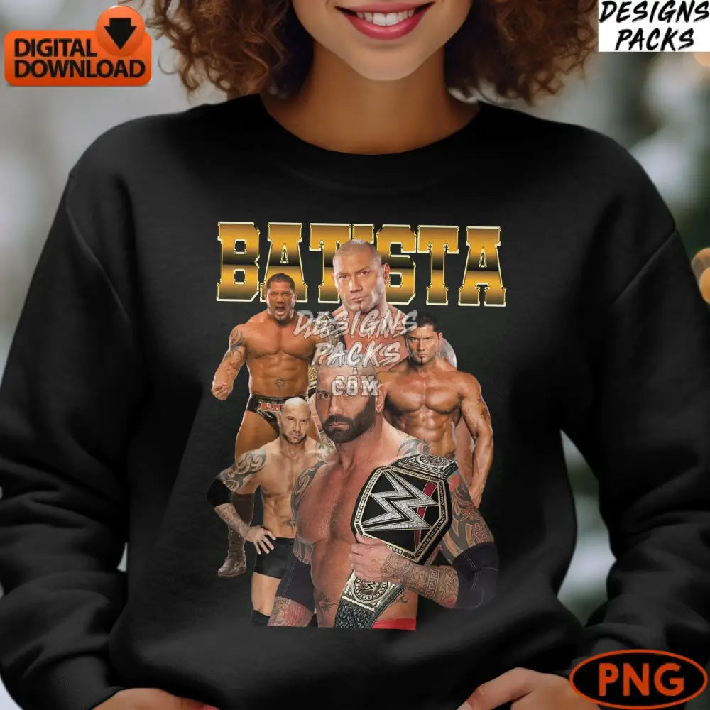 Wrestling Star Batista Champions Png Instant Download