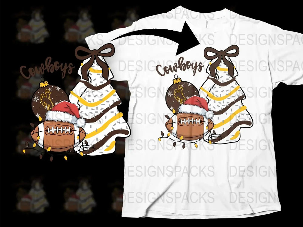 Cowboys Christmas T-Shirt, Festive Holiday Tee, Football Santa Hat Design, Winter Fashion Top for Sports Fans