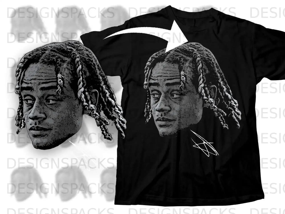 Graphic Tee with Black and White Portrait Design