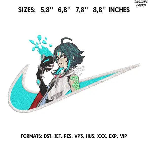 Xiao Embroidery Design File,  Genshin Impact Embroidery Design, Machine embroidery file. Anime Design Pes Brother
