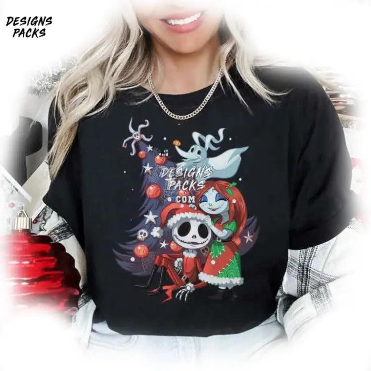 Xmas Couple Matching Nightmare Before Christmas Santa Jack And Sally Ho Lights Png Design