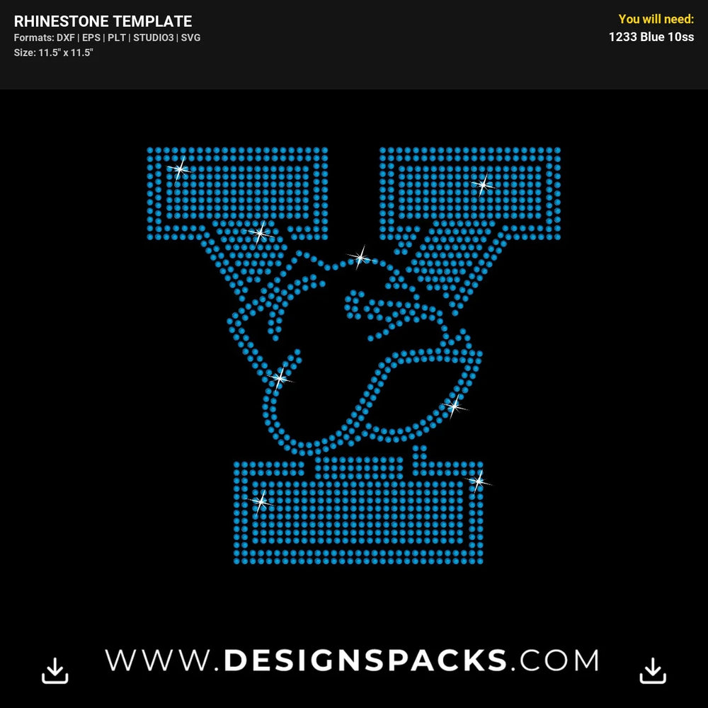 Yale Bulldogs Logo Big Rhinestone Digital Template