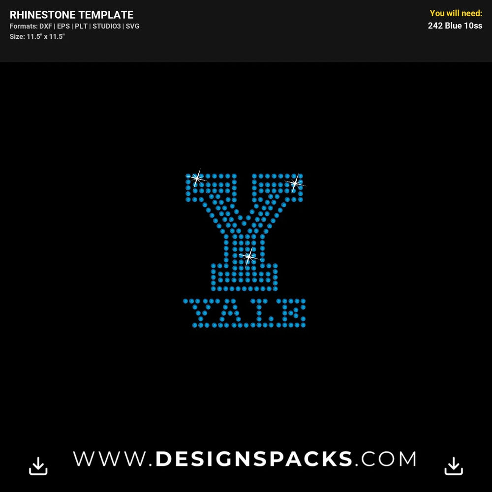 Yale Bulldogs Logo Small Rhinestone Digital Template