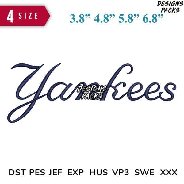 Yankees embroidery design in 4 sizes, compatible with DST PES JEF formats for instant download