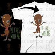 Whimsical Dancing Bear T-Shirt, 'Be Free With Me' Graphic Tee, Unique Animal Design, Kids and Adults Sizes Available
