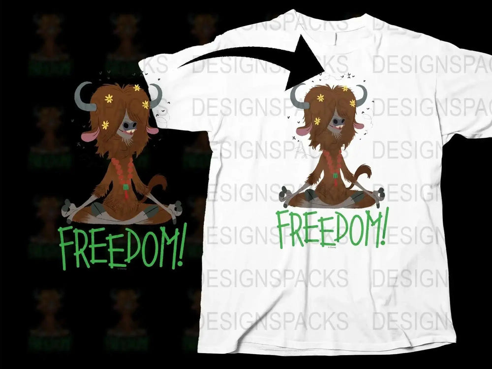 Freedom Slogan T-Shirt, Cute Cartoon Lion Graphic, Unisex Casual White Tee, Animal Print Top for All Ages