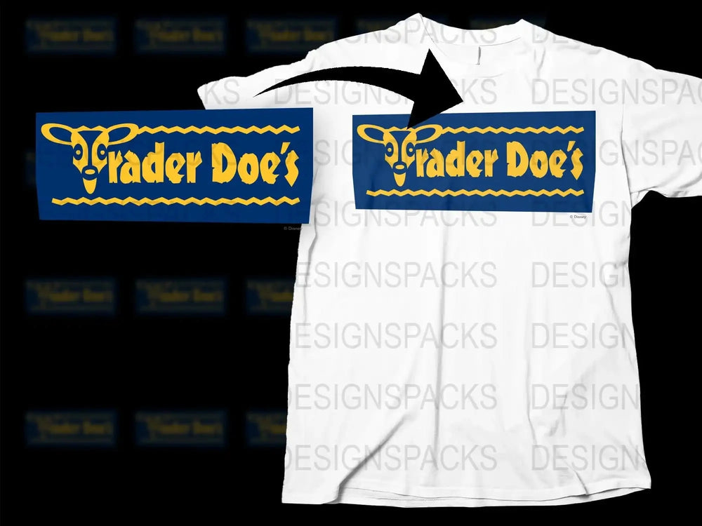 Trader Doe's Themed T-Shirt, Vintage Graphic Tee, Unisex Casual Shirt, Stylish Blue and Yellow Design