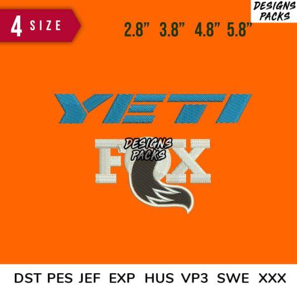 Yeti Fox embroidery design in 4 sizes, compatible with DST PES JEF formats for instant download