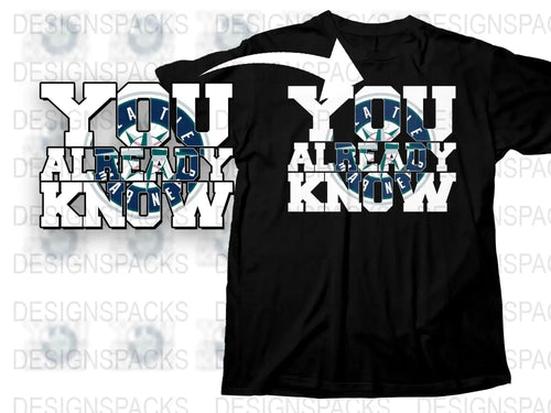 'You Already Know' Graphic T-Shirt, Stylish Modern Urban Tee, Blue White Text, Mens Fashion Top
