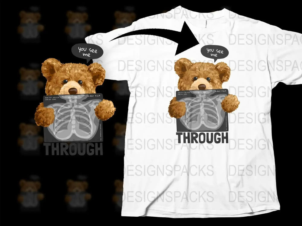 You See Me Through Bear X-Ray Graphic Png Digital Download
