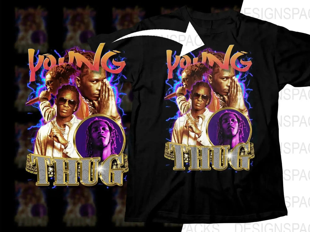 Young Thug Graphic Design Multiple Poses Men Png Digital Download