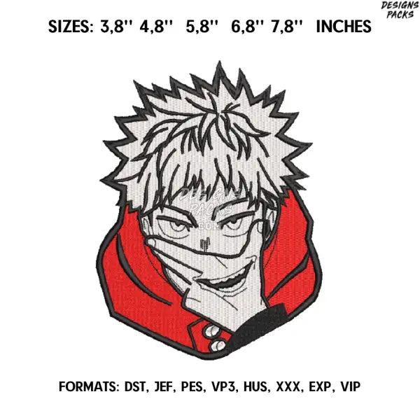 Yuji Itadori Embroidery Design File / Jujutsu Kaisen Anime Embroidery Design/ Itadori and Sukuna embroidery design