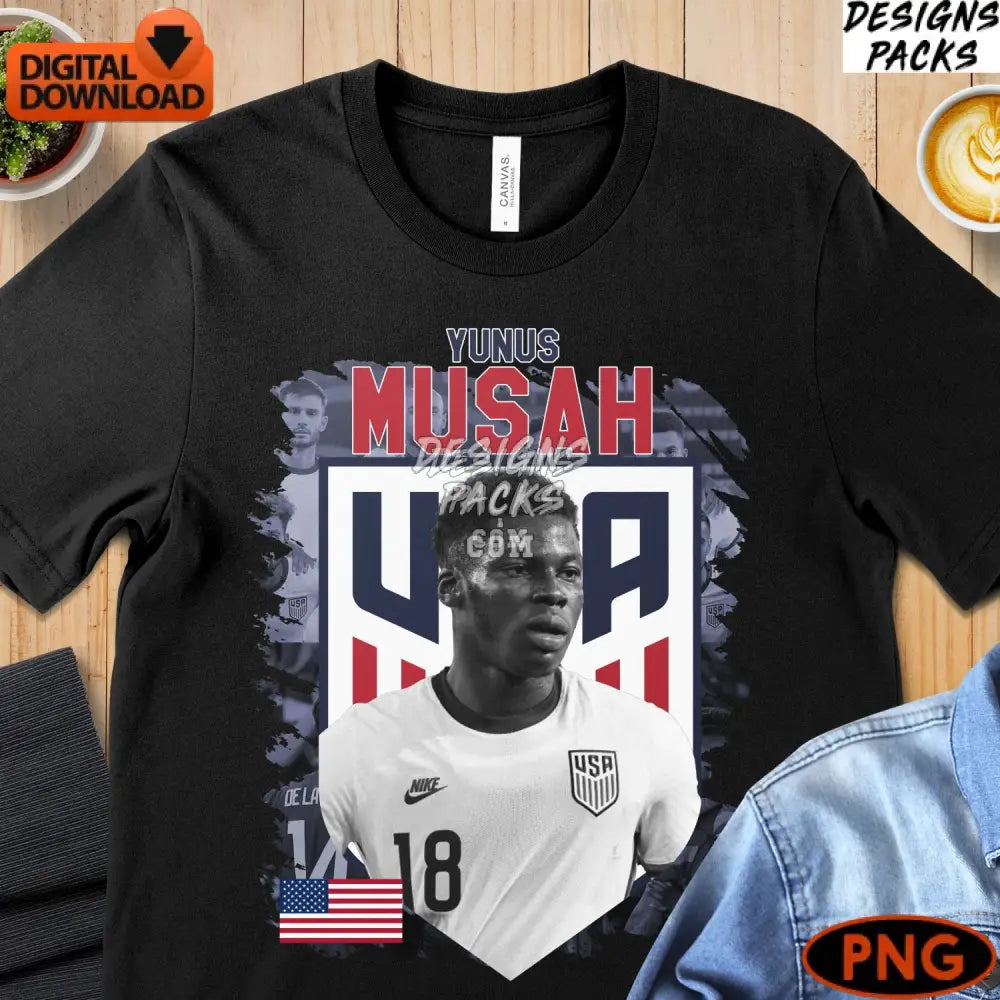 Yunus Musah Usa Soccer Digital Art Instant Download Png Patriotic Sports