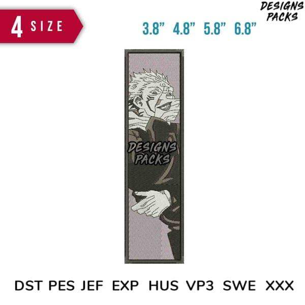 Anime-style embroidery design with 4 size options, compatible with DST PES JEF formats for instant download