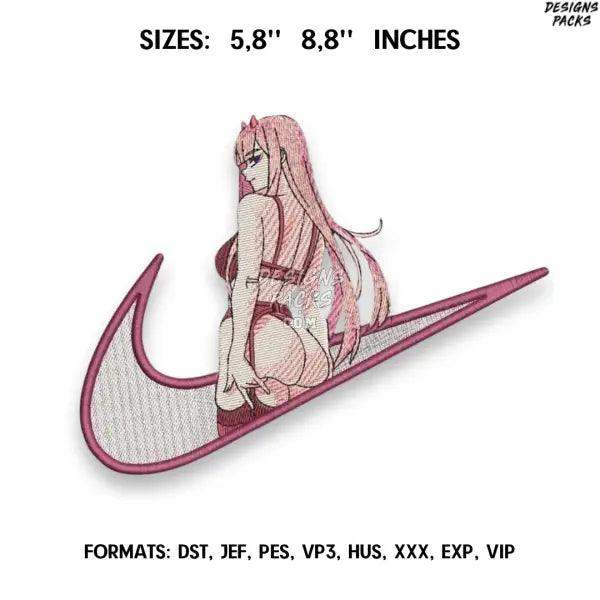 Zero Two Embroidery Design File, Darling in the Franxx Anime Embroidery Design, Anime Pes Design, Machine Enbroidery
