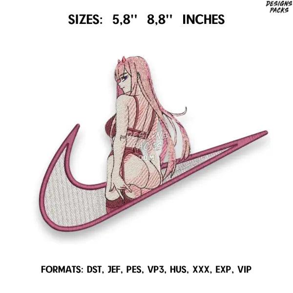 Zero Two Embroidery Design File, Darling in the Franxx Anime Embroidery Design, Anime Pes Design, Machine Enbroidery