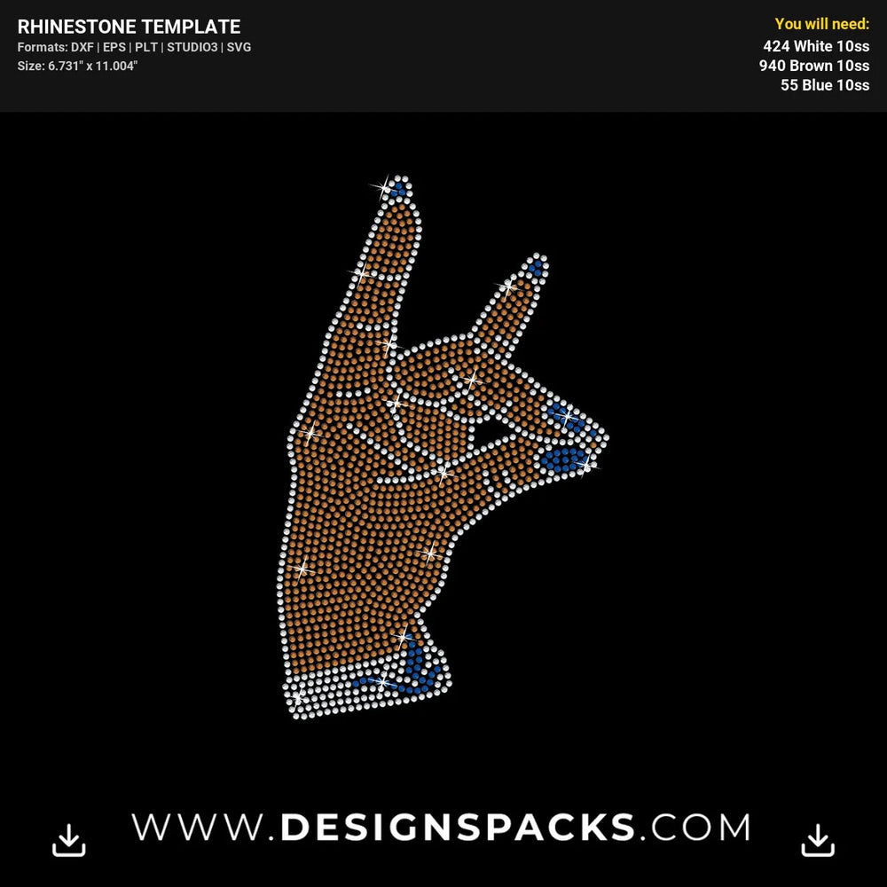 Zeta Phi Beta Hand Sign Rhinestone Digital Template