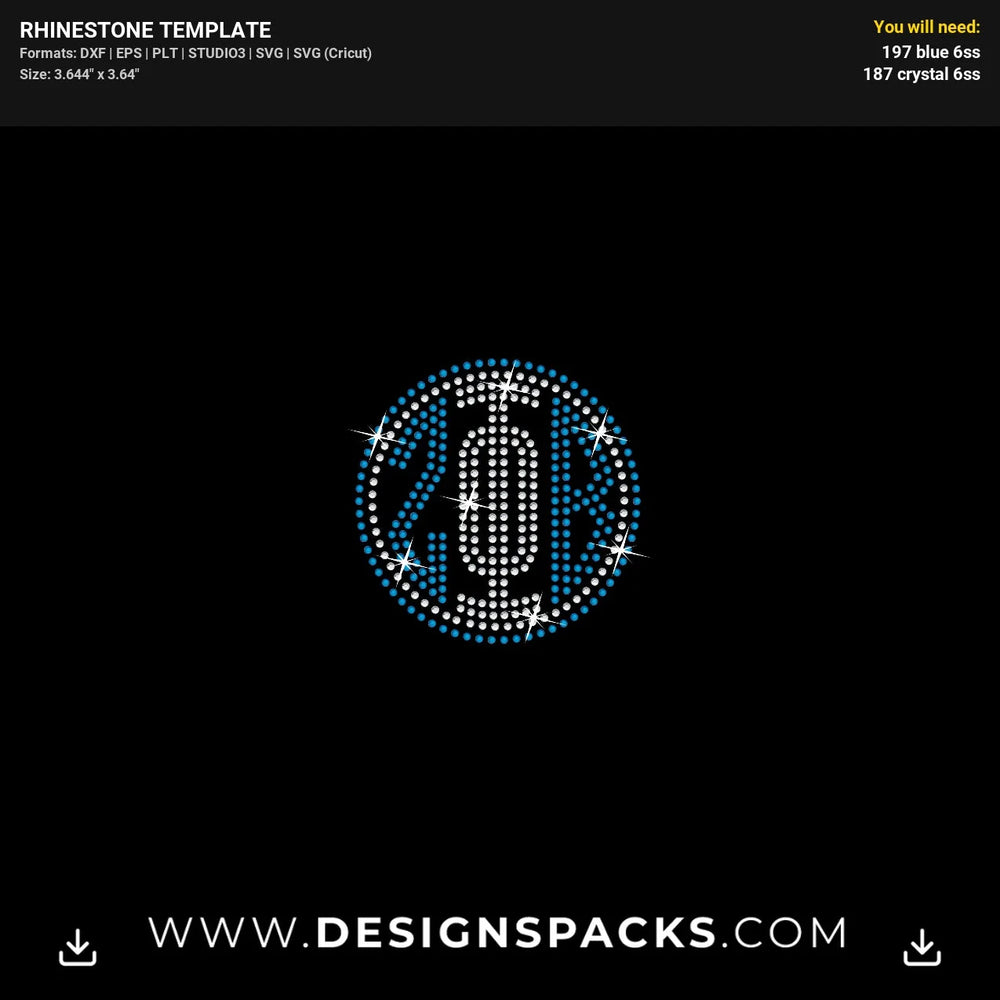 Zeta Phi Beta Monograms Ss6 Rhinestone Digital Template