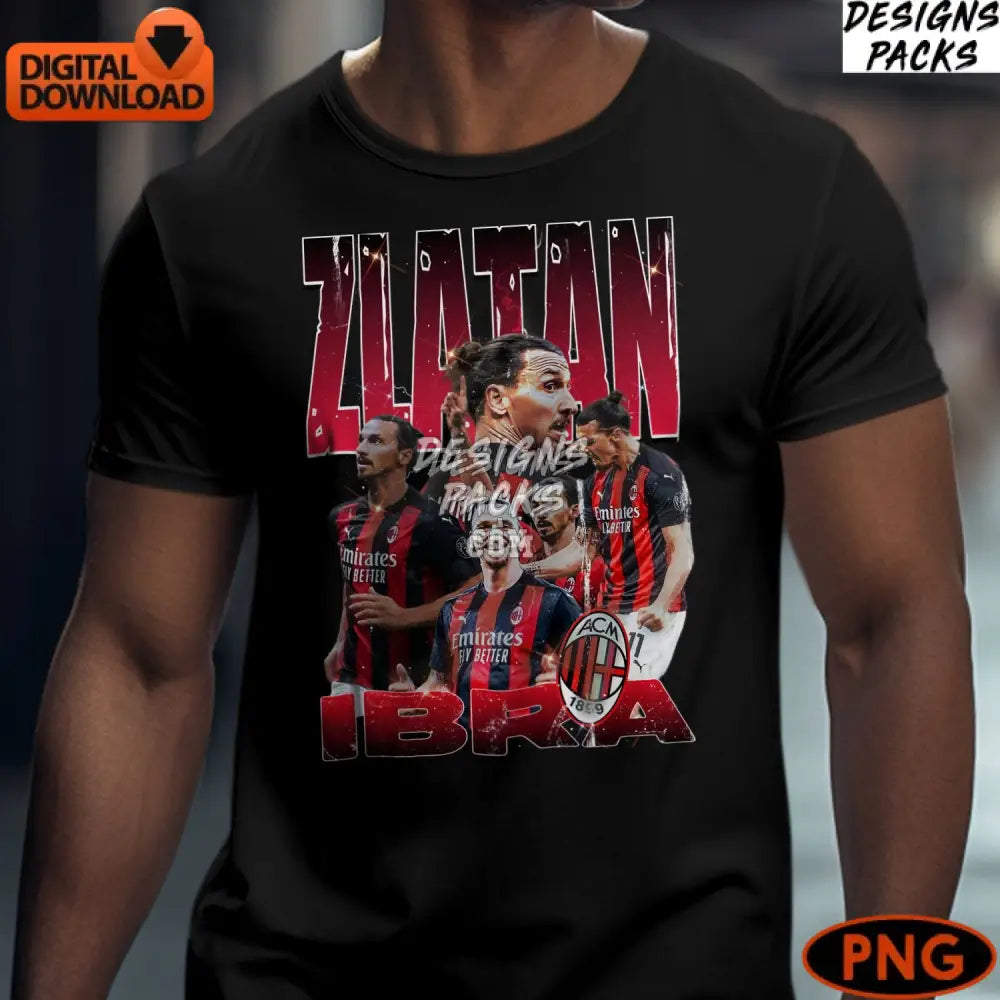 Zlatan Ibrahimovic Ac Milan Soccer Star Digital Art Instant Download Png Files For Sports Fans