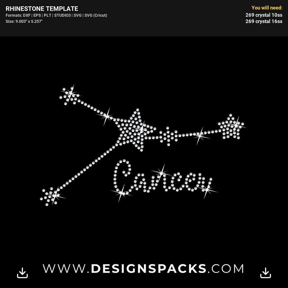 Zodiac Constellation Cancer Rhinestone Digital Template