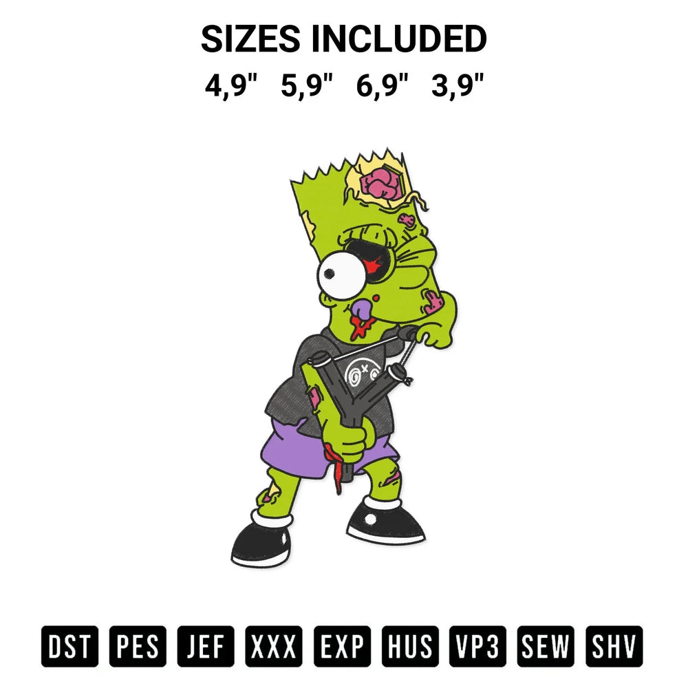 Zombie Bart The Simpsons Bart Simpson Zombie Art Cartoon Halloween Logo Embroidery Design